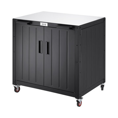 FEASTO 35-Inch Outdoor Grill Cart with Storage Cabinet and Stainless Steel Top, Cabinet Grill Station with Door, Modular Kitchen Island for Outdoor Cooking