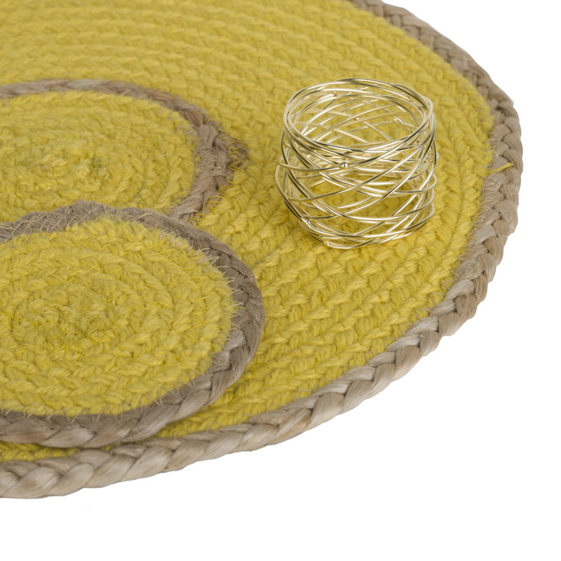 Bolding Embroidered Round, Yellow