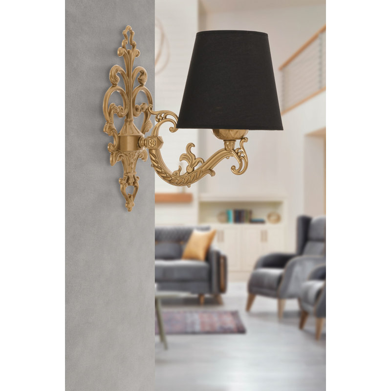 Elegant Wall Lamp, Black & Gold Metal Body, 9.8 x 3.9 x 10.2 inches | PVC Cap, 24 inches Tall, E27 Socket (Max 40W) | Stylish Lighting for Living Room, Bedroom, and Office | IP20 Rated, Bulb Not Included