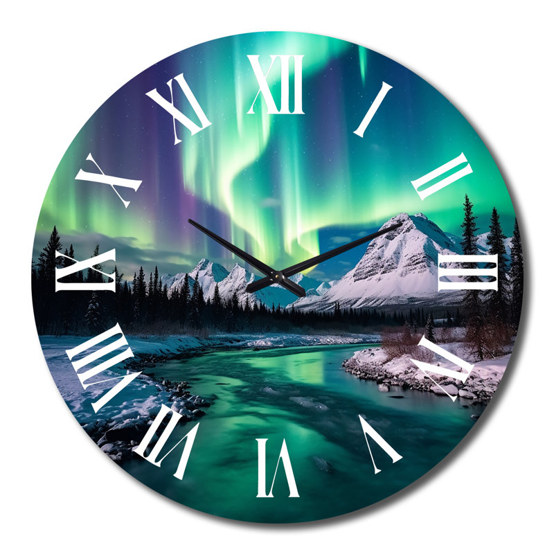 Horloge murale en métal Northern Lights, Très grand