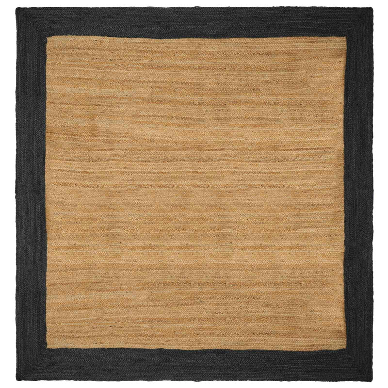 Rectangle Hand Braided Area Rug, Natural/Dark Grey, Square 300cm