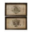 Ensemble de 2 plateaux de service décoratifs, emblème rétro, brun crème