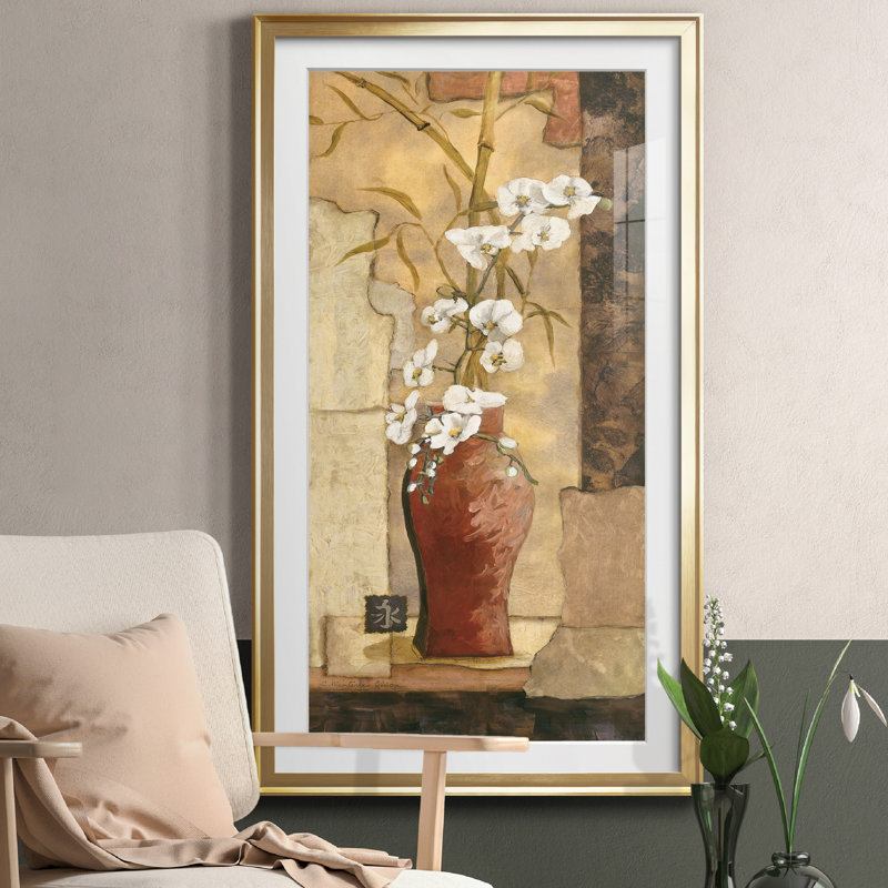 Mandarin Panneau I - Peinture encadrée, H 10,5 po x l 18,5 po x P 1,5 po, Doré