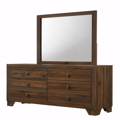 Mobilier de chambre à coucher 1 pièce à 6 tiroirs avec commode de rangement contemporaine en métal brun rustique cerisier rustique
