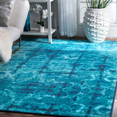 Tapis bleu abstrait en nylon