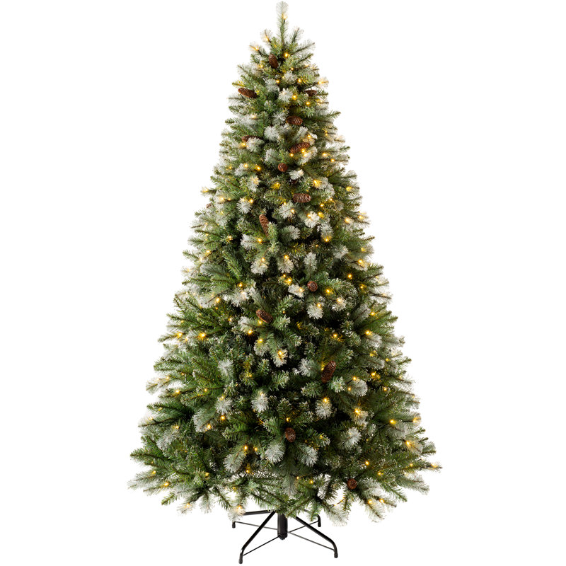 Lighted Artificial Spruce Christmas Tree, 6.99ft H x 4.17ft W x 4.17ft D