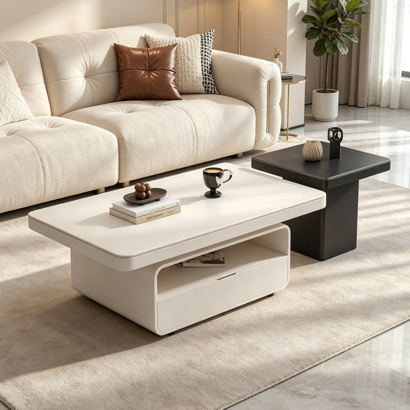 Ensemble de tables basses Living Room, White, 16.53" H x 43.3" W x 23.62" D