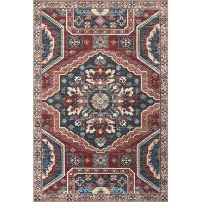 Gray Traditional Ethnic Vintage Decorative Machine Washable Area Rug
