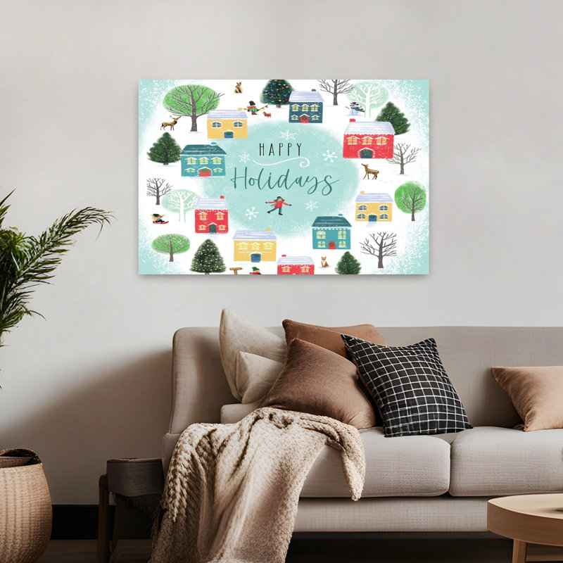 Joyeuses fêtes, village de Noël contemporain, H 32 po x l 48 po