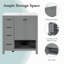 Meuble-lavabo 30 po avec comptoir, meuble-lavabo avec deux portes et deux tiroirs, bois massif, tablette ouverte, panneaux de fibres à densité moyenne, un paquet, gris