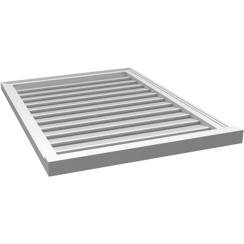 Évent à pignon fonctionnel en uréthane rectangulaire à fixation en surface, brun clair apprêté, H 38 po x l 28 po x P 2 po