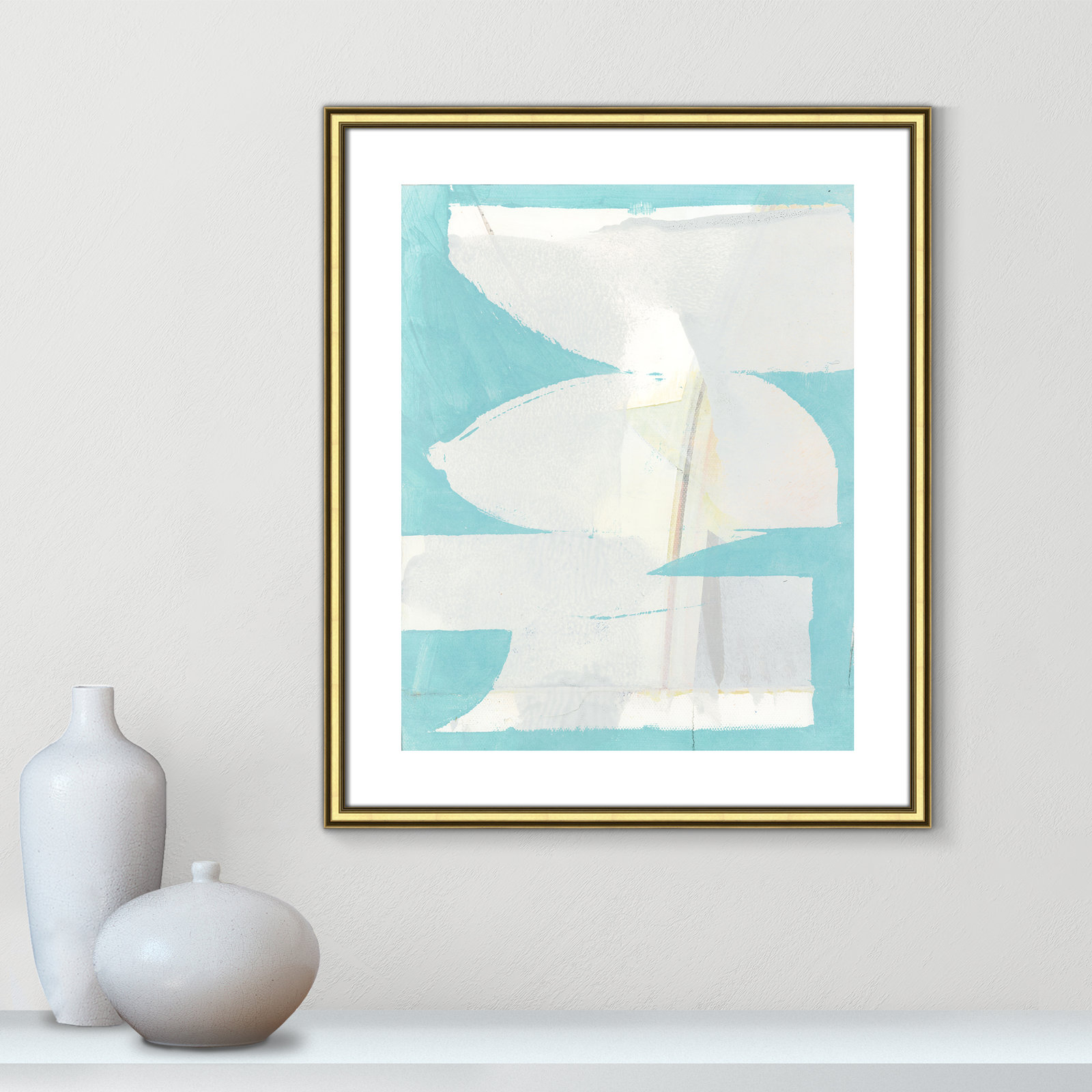 Nara "Carve I" Painting, 26.75" H x 22.75" W x 0.88" D, Gold Framed Paper