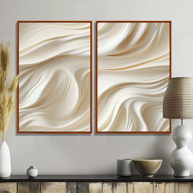Sculptural Elegance - Art mural abstrait grand, 20" H x 24" W, Brown, Framed Print without Mat