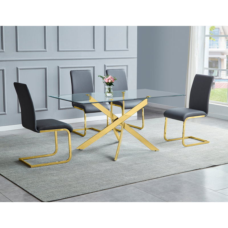 Akinleye 63" Rectangular Dining Table , Gold