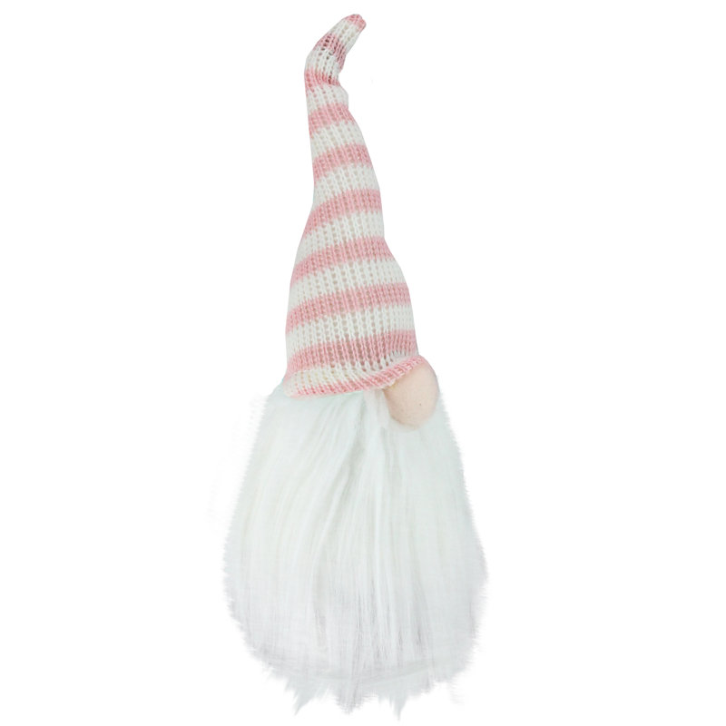 Chapeau rayé gnome printanier, H 7 po x l 2,25 po x P 3 po, Rose