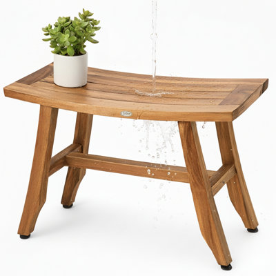 EcoDecors Satori, Teak Shower Bench, Teak Shower Stool, Teak Stool for Inside Shower, Small Shower Stool, Teak Foot Rest, Teak Shower Bench For Inside Shower, in Earthy Teak