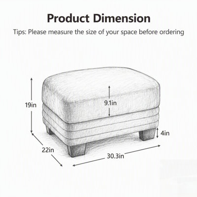 Pouf ergonomique en tissu chenille avec dossier ajustable et mousse haute résilience pour un confort optimal