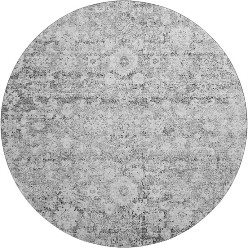 Premium Machine Washable Cerrito Silver Rug, Round 8'