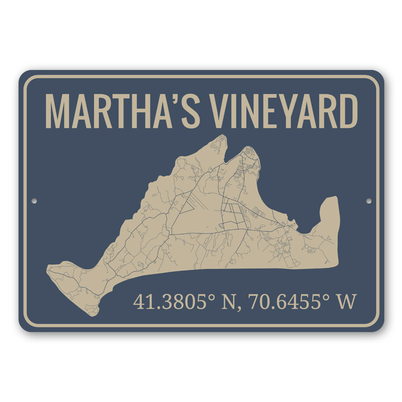 Enseigne Marthas Vineyard, H 10 po x l 14 po x P 0,04 po
