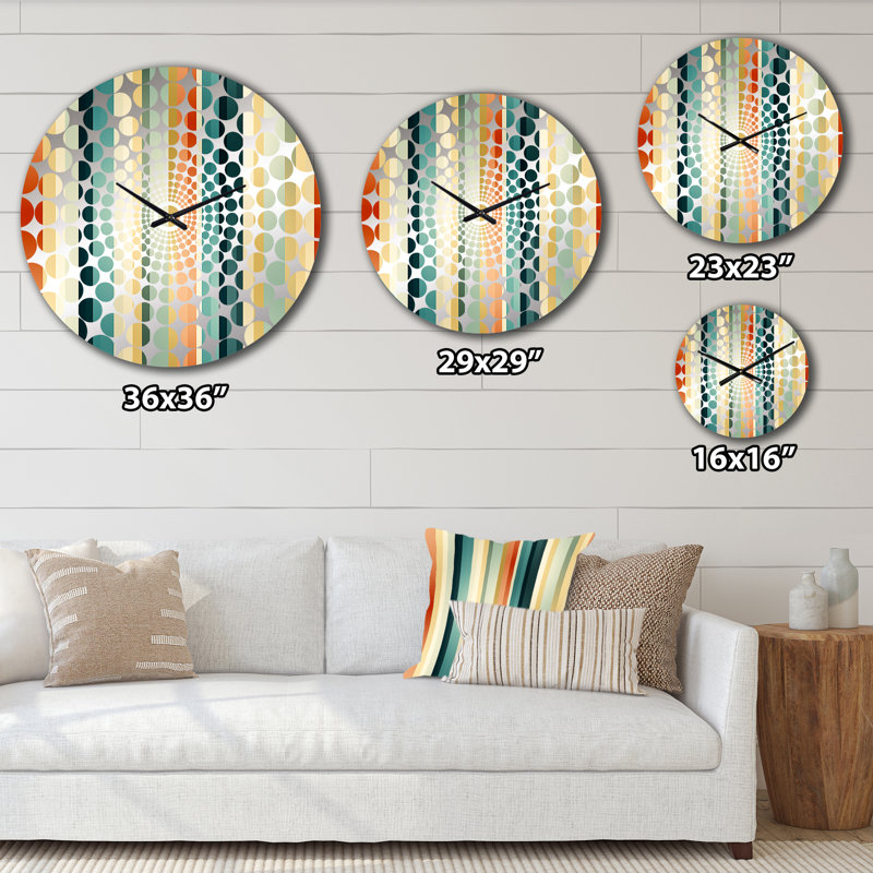 Green Green Chic Chic Striped Patterns - Horloge murale rayée, Médium