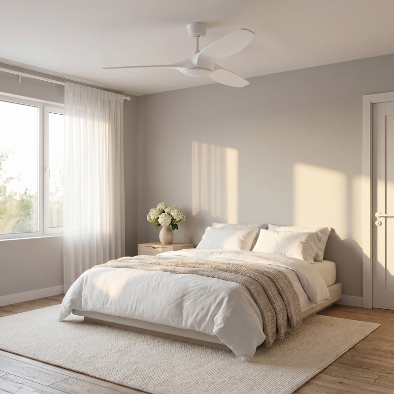 Selen Smart LED Ceiling Fan, 52" Wide, Matte White, Matte White