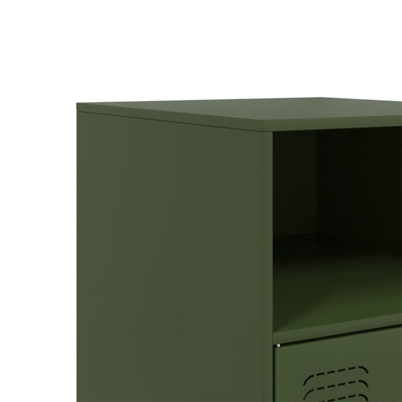 Lars 34.5cm W Steel Bedside Table, Olive Green