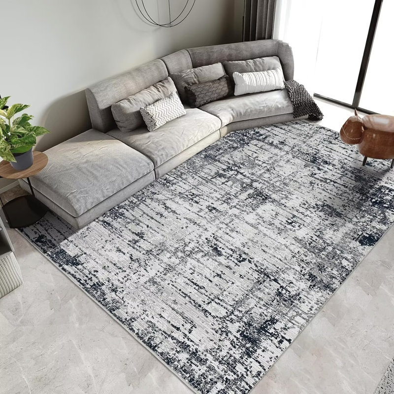 Tapis abstrait lavable pour tapis de salon antidérapant, Rectangle 9 pi x 12 pi