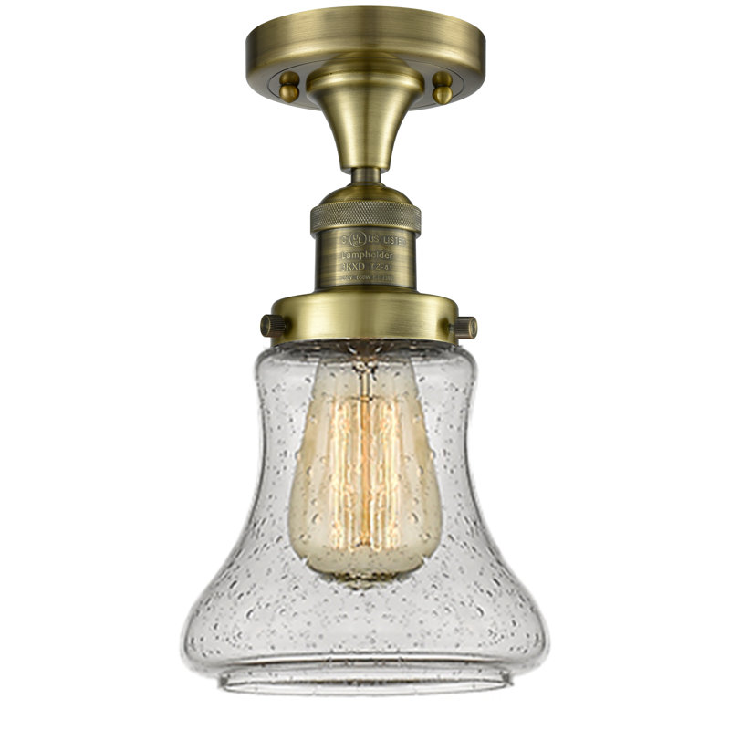Plafonnier semi-encastré à 1 lumière Edda, Laiton antique, Ampoule DEL 6 watts Vinage, Grainé