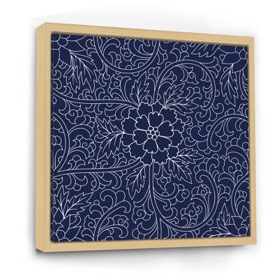 Motif chinois bleu foncé - impression sur toile moderne