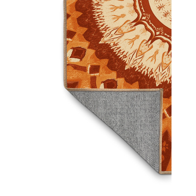 Tapis marocain bohème lavable à la machine en brun - reliure brun clair, 3 x 5