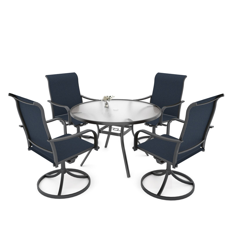 4 - Person 40" Round Patio Dining Set, Blue