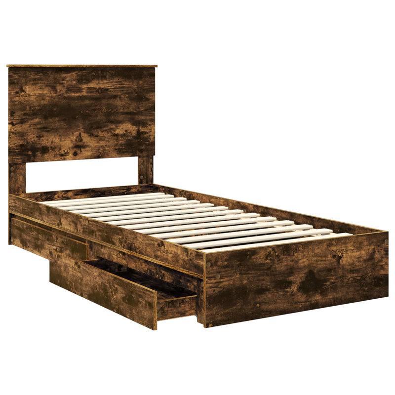 Bed, European Single (90 x 200 cm), Smoked Brown