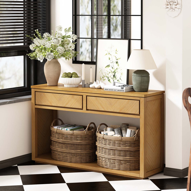 Console 55 po, table d'entrée en bois rustique