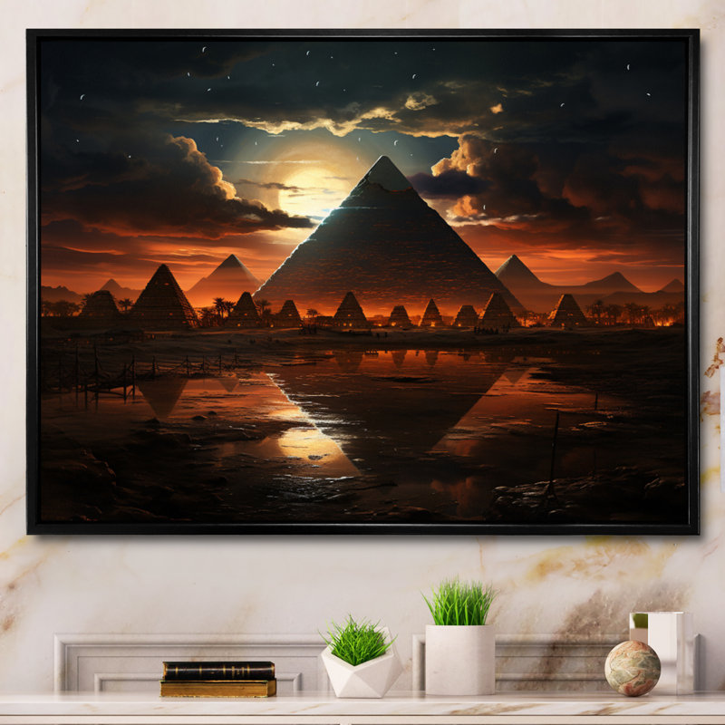 Égypte, Sphinx mystique - Égypte, art mural, Cadre flottant noir, H 24 po x l 32 po x P 1 po