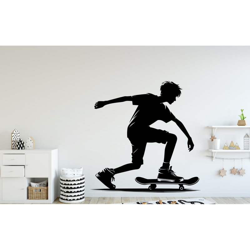 Adhésif mural Skateboarder, Jaune, H 35 po x l 35 po