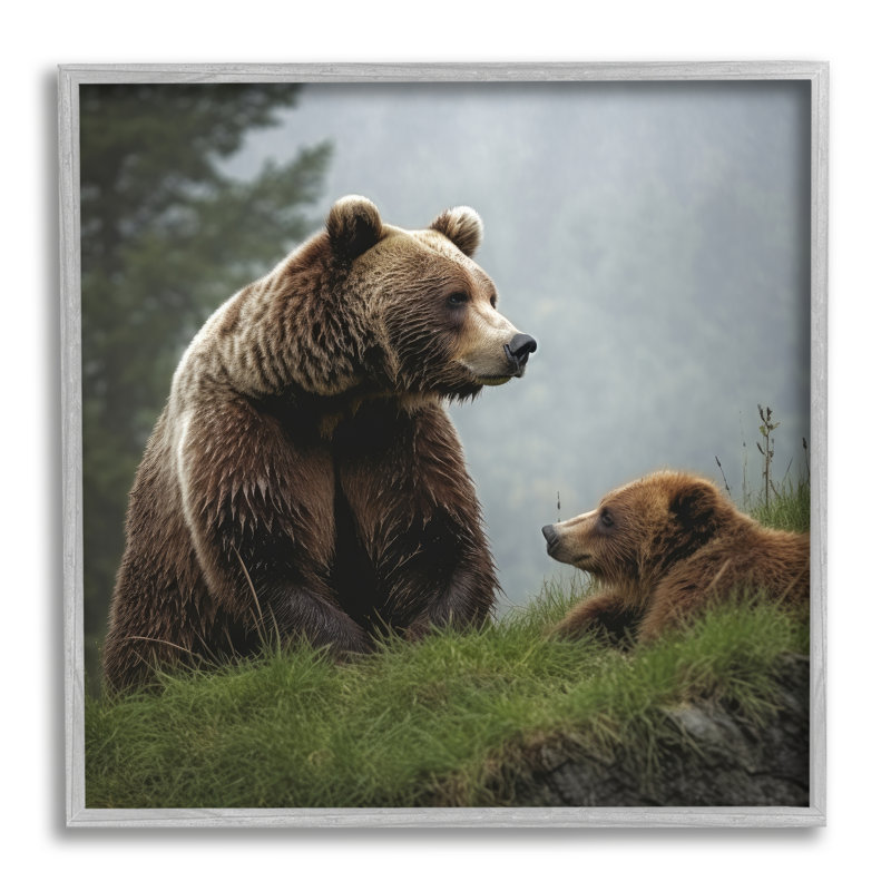 " Bear & Cub Relaxing ", 12" H x 12" W x 0.5" D