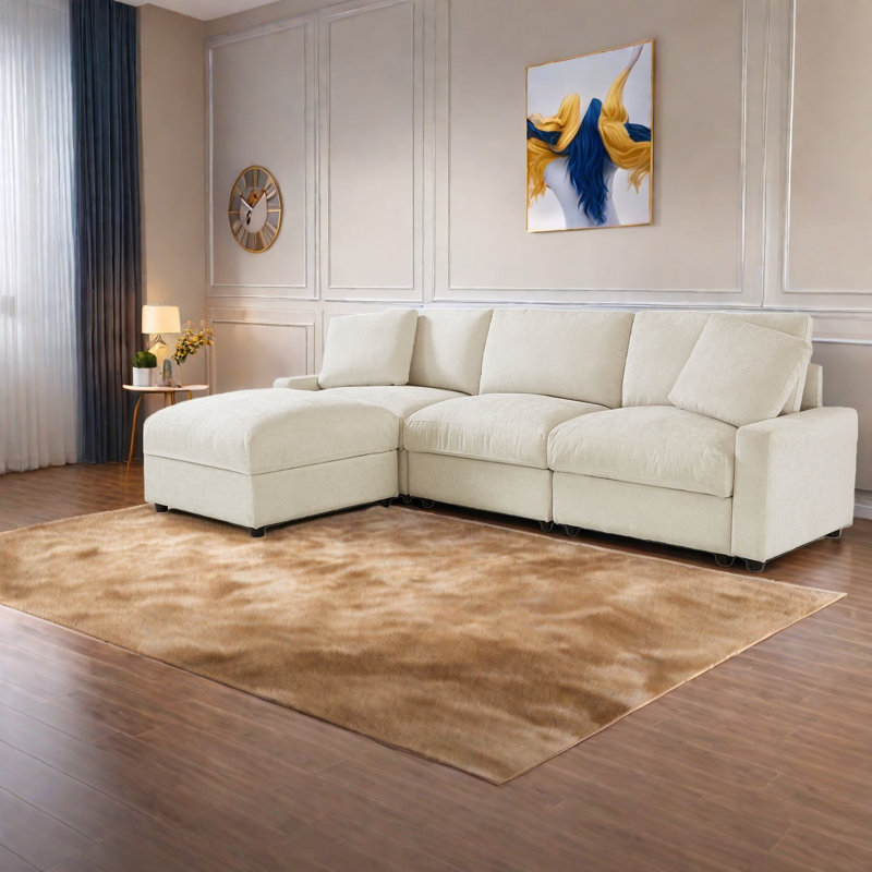 Space-saving Sectionals With Storage, Durable Polyester Modern Design For Small Living Spaces