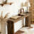 Wooden Console Table Sofa Table Hallway Table with Double Pedestal