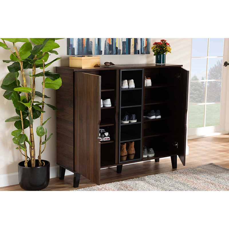 Armoire de rangement pour chaussures 25, Brun/gris