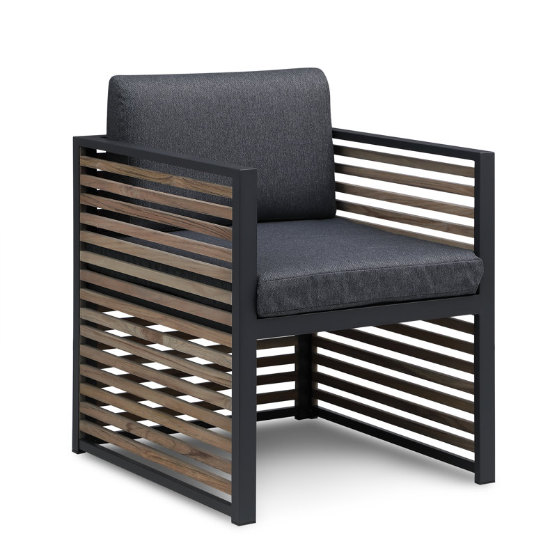 Fauteuil de patio en teck Pawni sans housse personnalisée