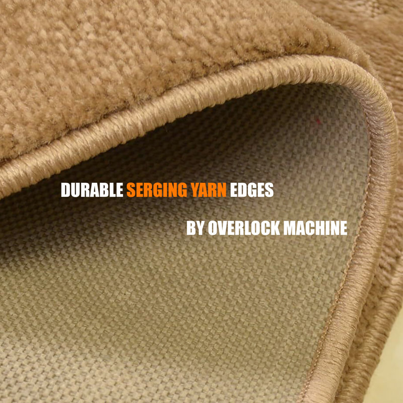 Custom Size Latex Back Medium Profile Soft Pile Leaves Beige Design Stair Carpets Treads, Rectangle 26" x 9.5"