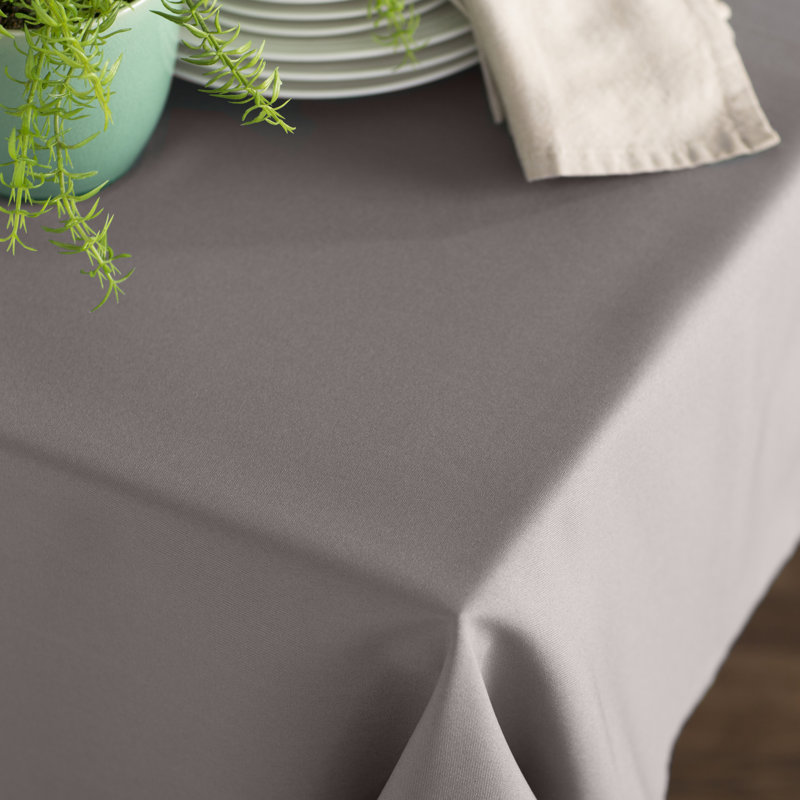 Rectangular Stain-Resistant Polyester Tablecloth - Basics by Wayfair™, Dark Gray, 144" x 60"