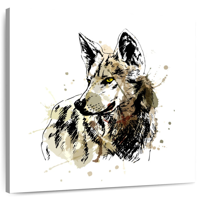 Crowle Grunge Alpha Wolf, 36" H x 36" W