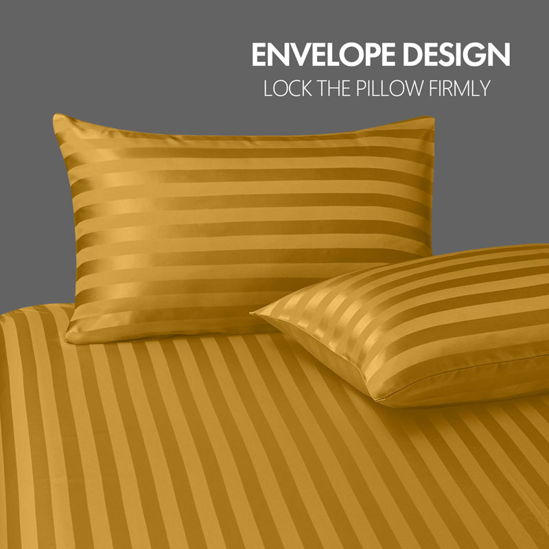 Luxury Stripe Standard Pillowcase - Set of 2, Ochre