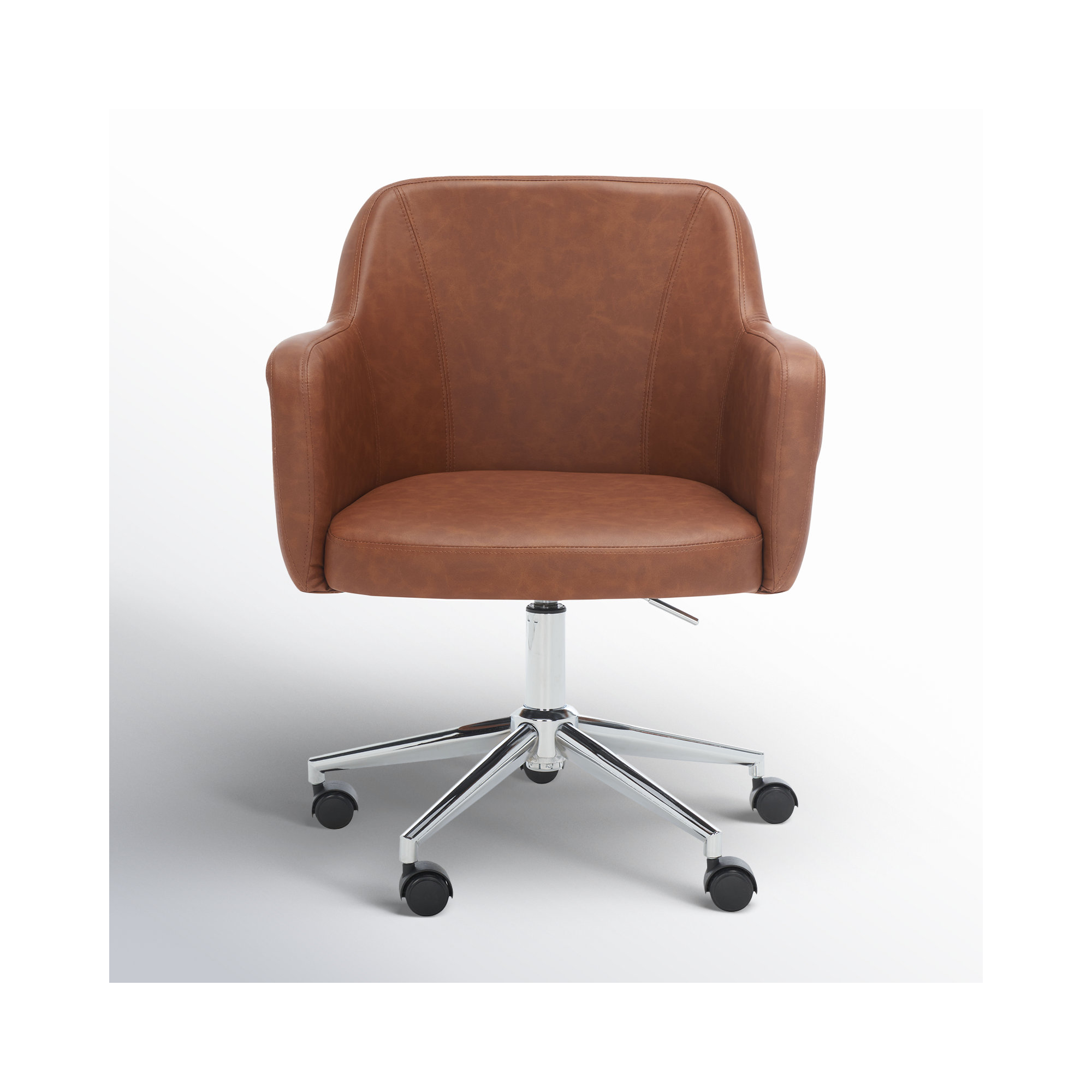 Imbali Swivel Office Chair, Cognac, Polyurethane