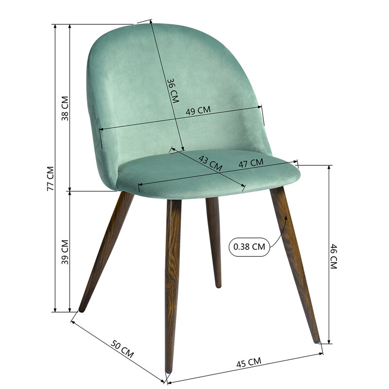 Abel 46cm H Velvet Upholstered Side Chair, Green