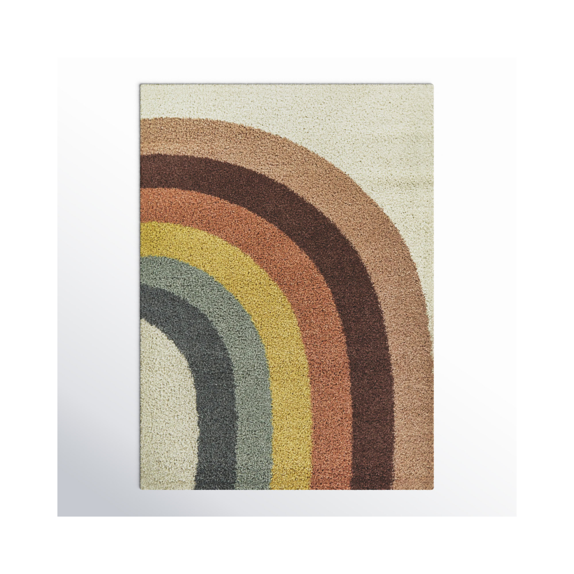 Olanda Rainbow Shag Area Rug, Rectangle 6'7" x 9', Cream