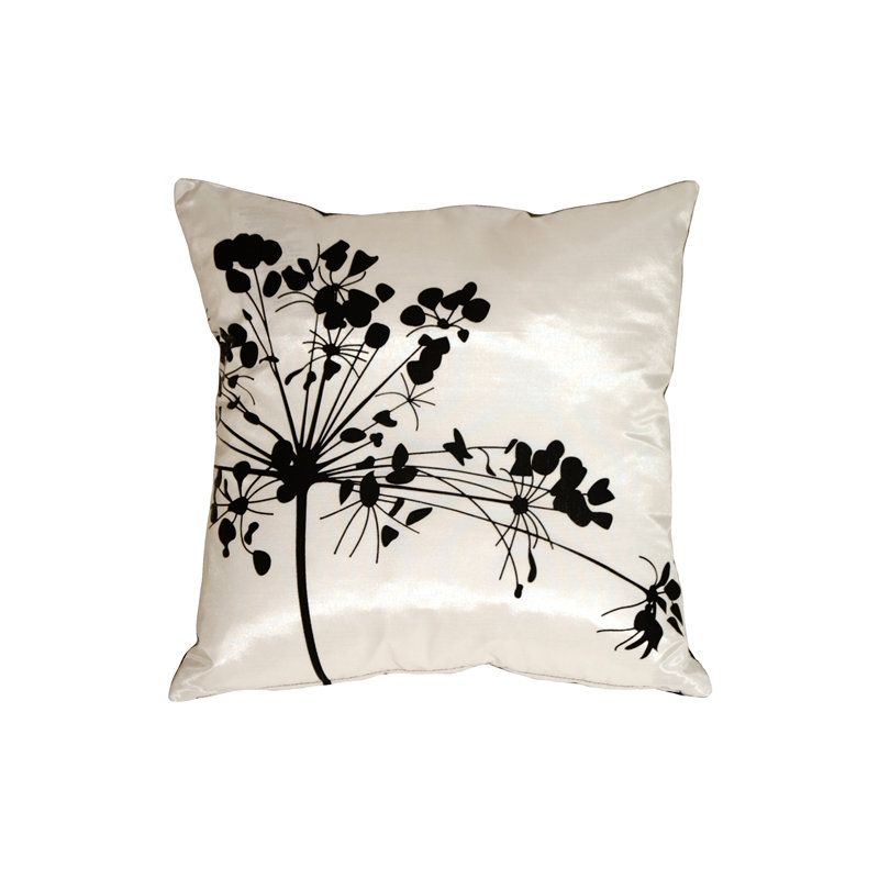 Coussin décoratif fleur Carlea, Blanc / Noir
