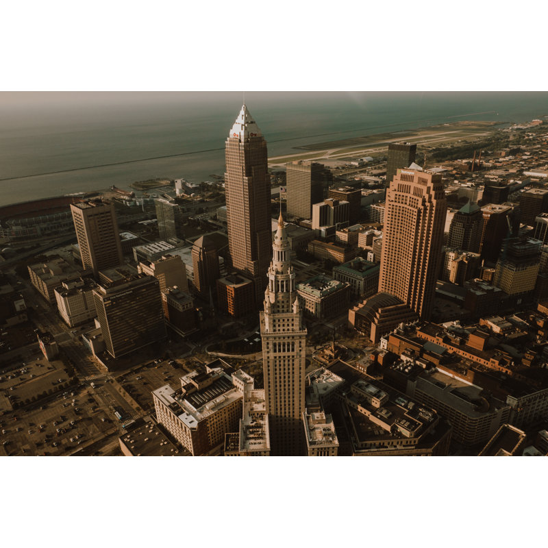 Cleveland Skyline From Above by Gradivis - Wrapped Canvas Print, 30cm H x 46cm W
