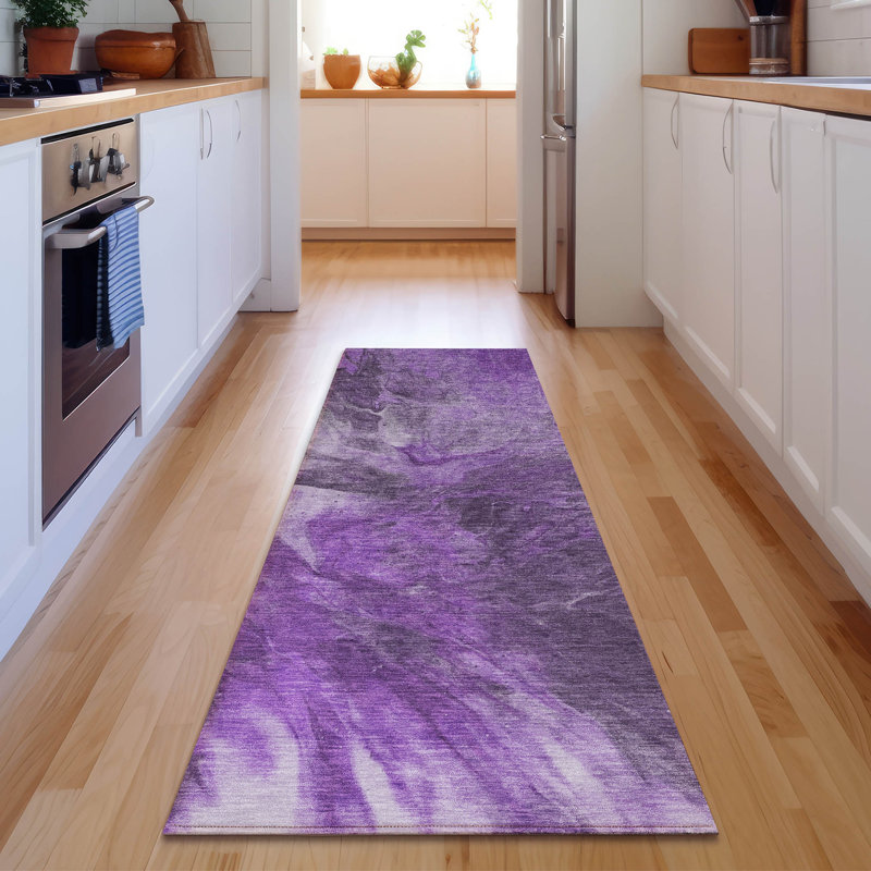 Tapis mauve Premium lavable à la machine, Tapis de couloir 2 pi 3 po x 7 pi 6 po